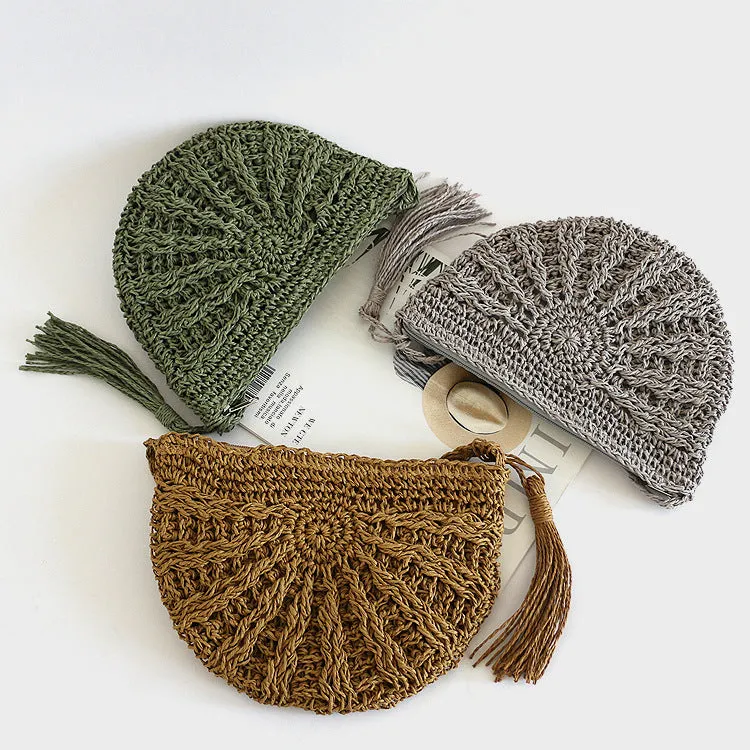 Straw Bag Embossed Pattern Woven Bag