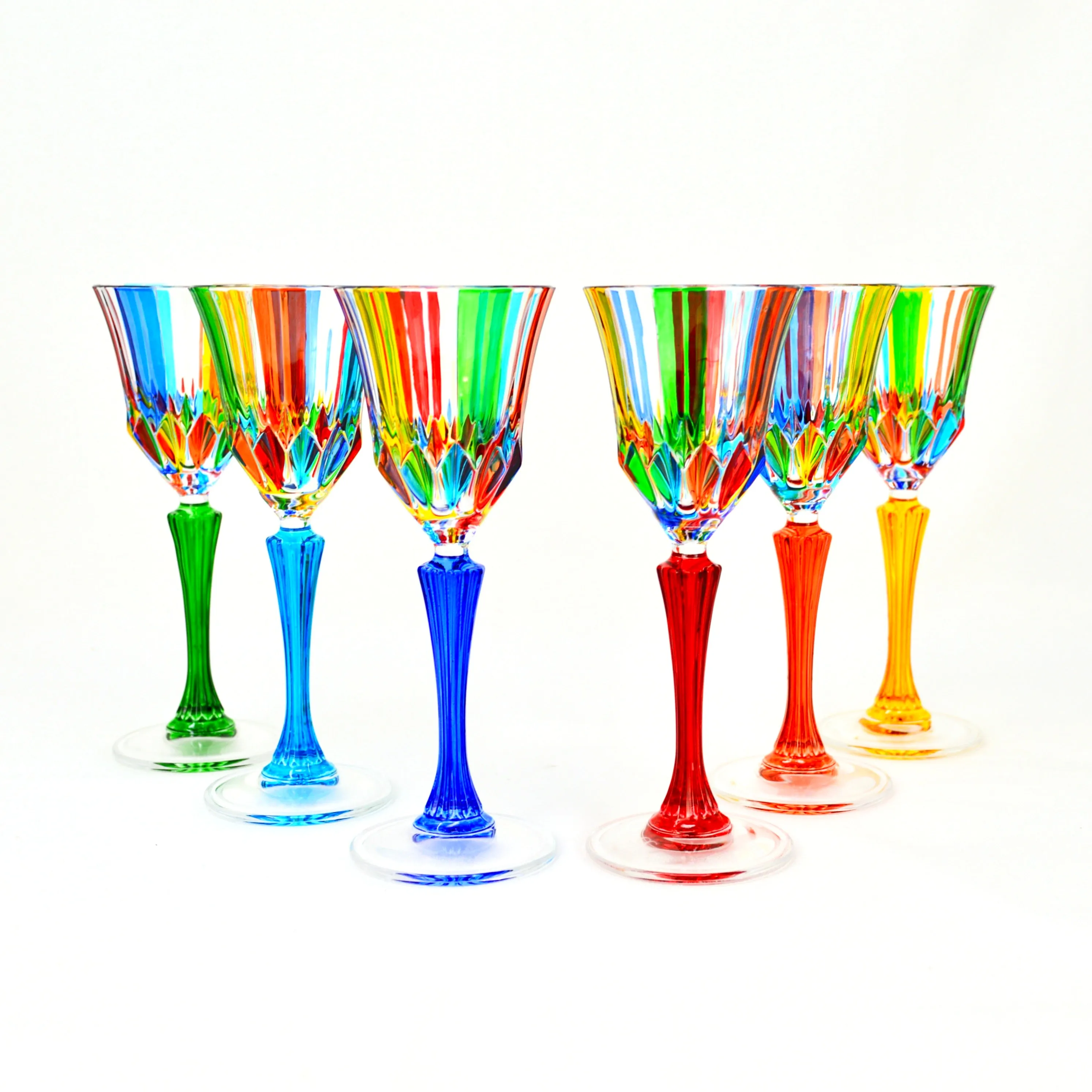 Swatch Cordial Glasses, Hand-Painted Italian Crystal