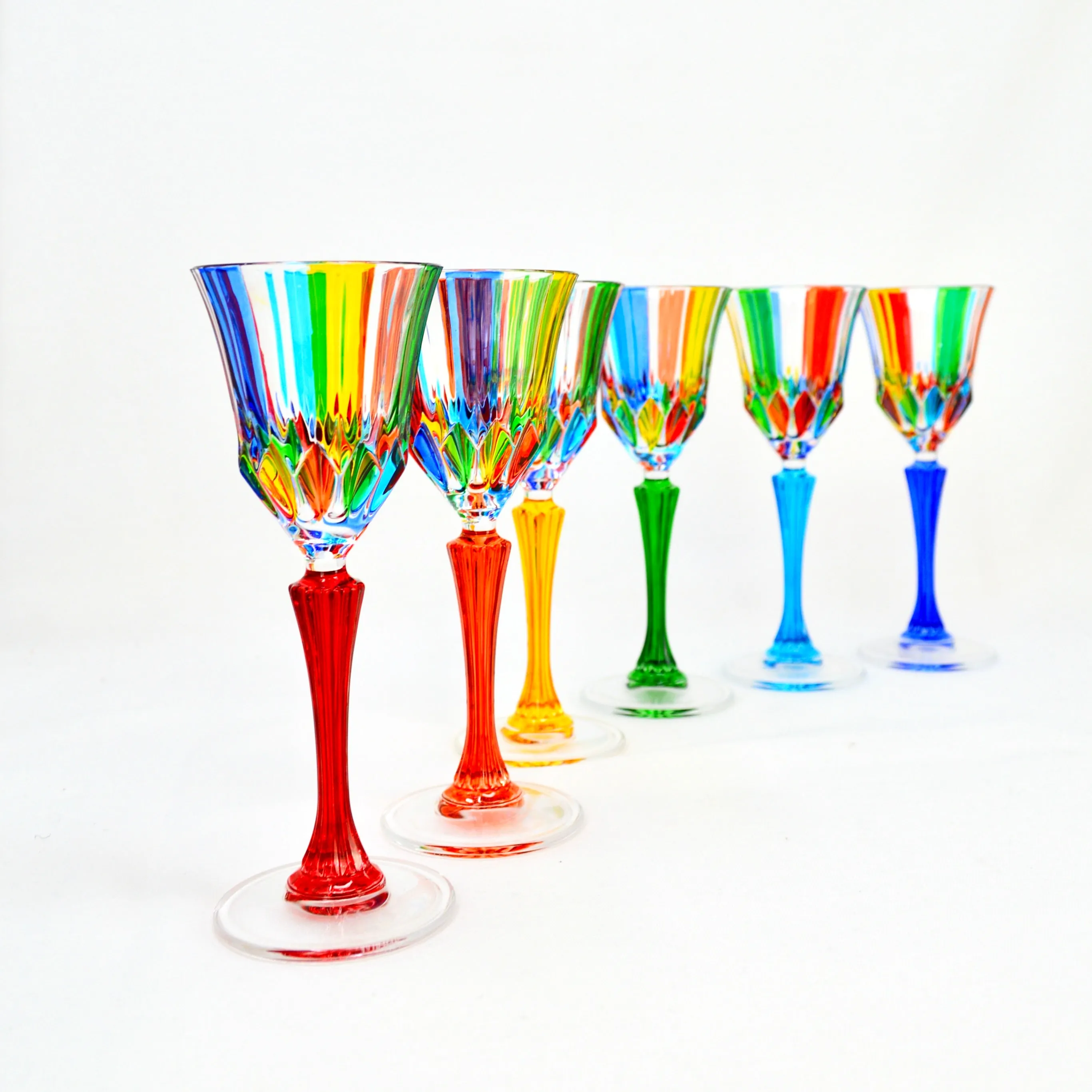 Swatch Cordial Glasses, Hand-Painted Italian Crystal