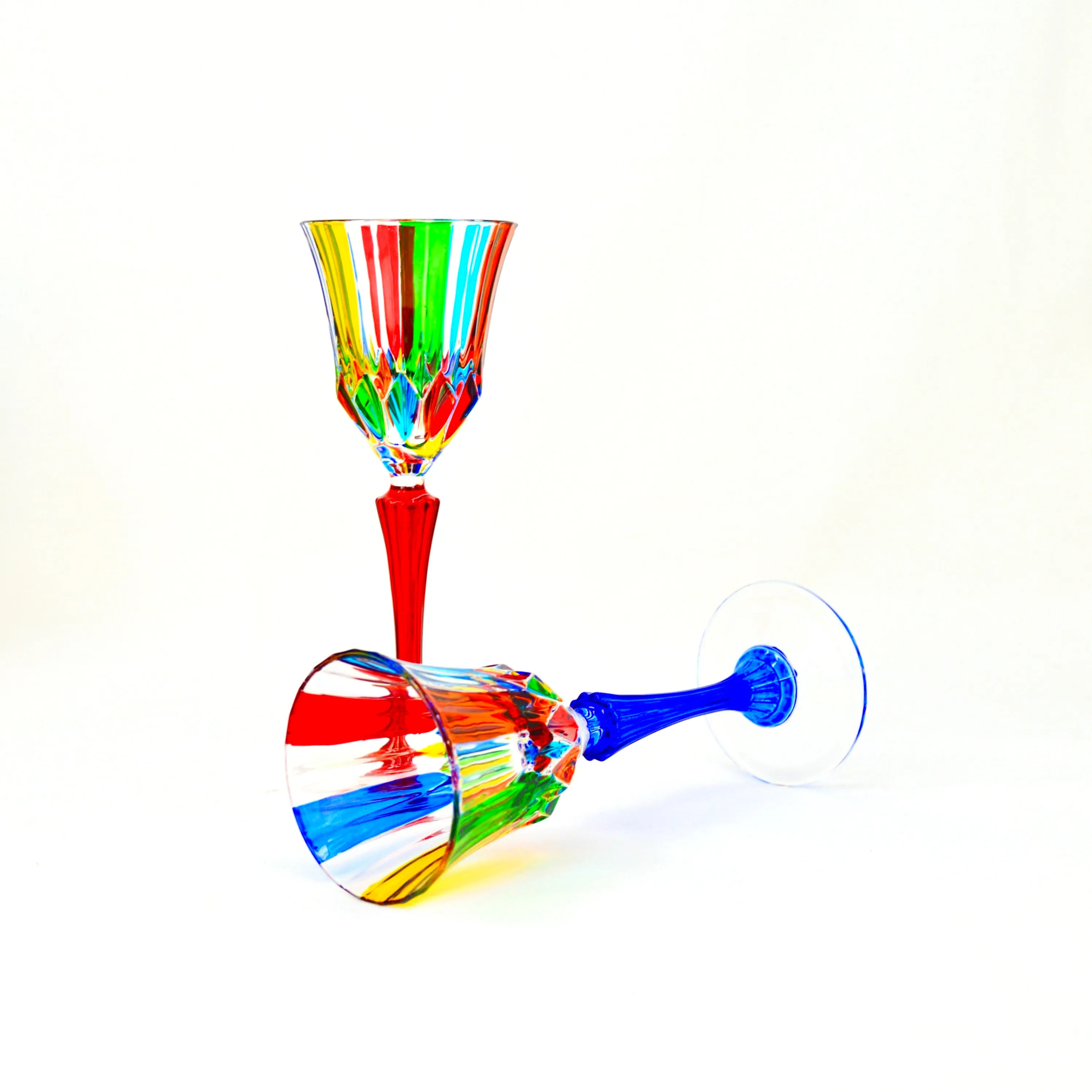 Swatch Cordial Glasses, Hand-Painted Italian Crystal