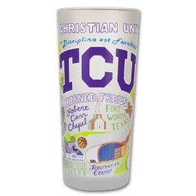 TEXAS CHRISTIAN UNIVERSITY GLASS BY CATSTUDIO
