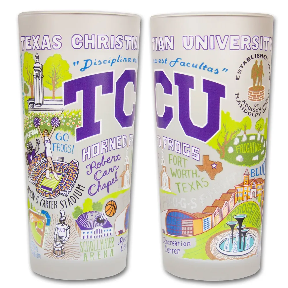 TEXAS CHRISTIAN UNIVERSITY GLASS BY CATSTUDIO