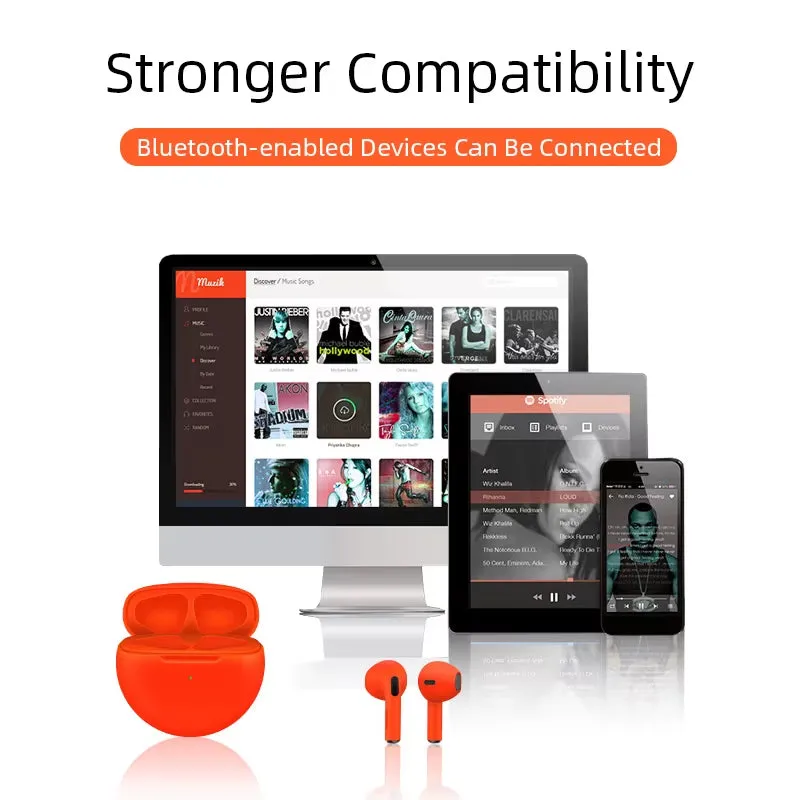 TWS Pro 6 Earphone Bluetooth Headphones with Mic 9D Stereo Hifi Earbuds for Xiaomi Samsung Android Wireless Bluetooth Headset