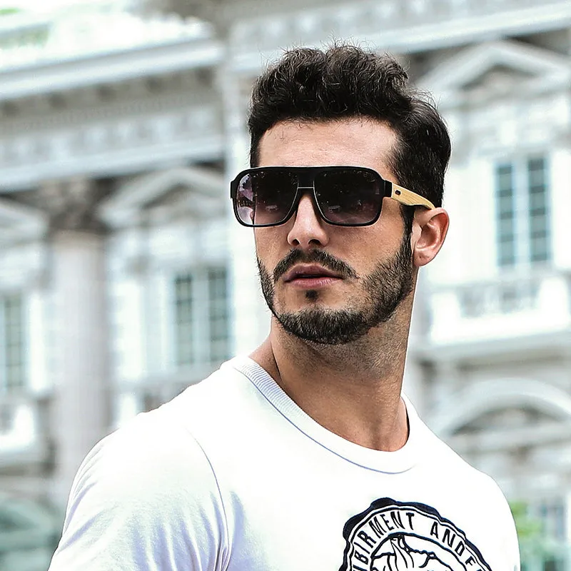 Wooden Square Frame Sunglasses