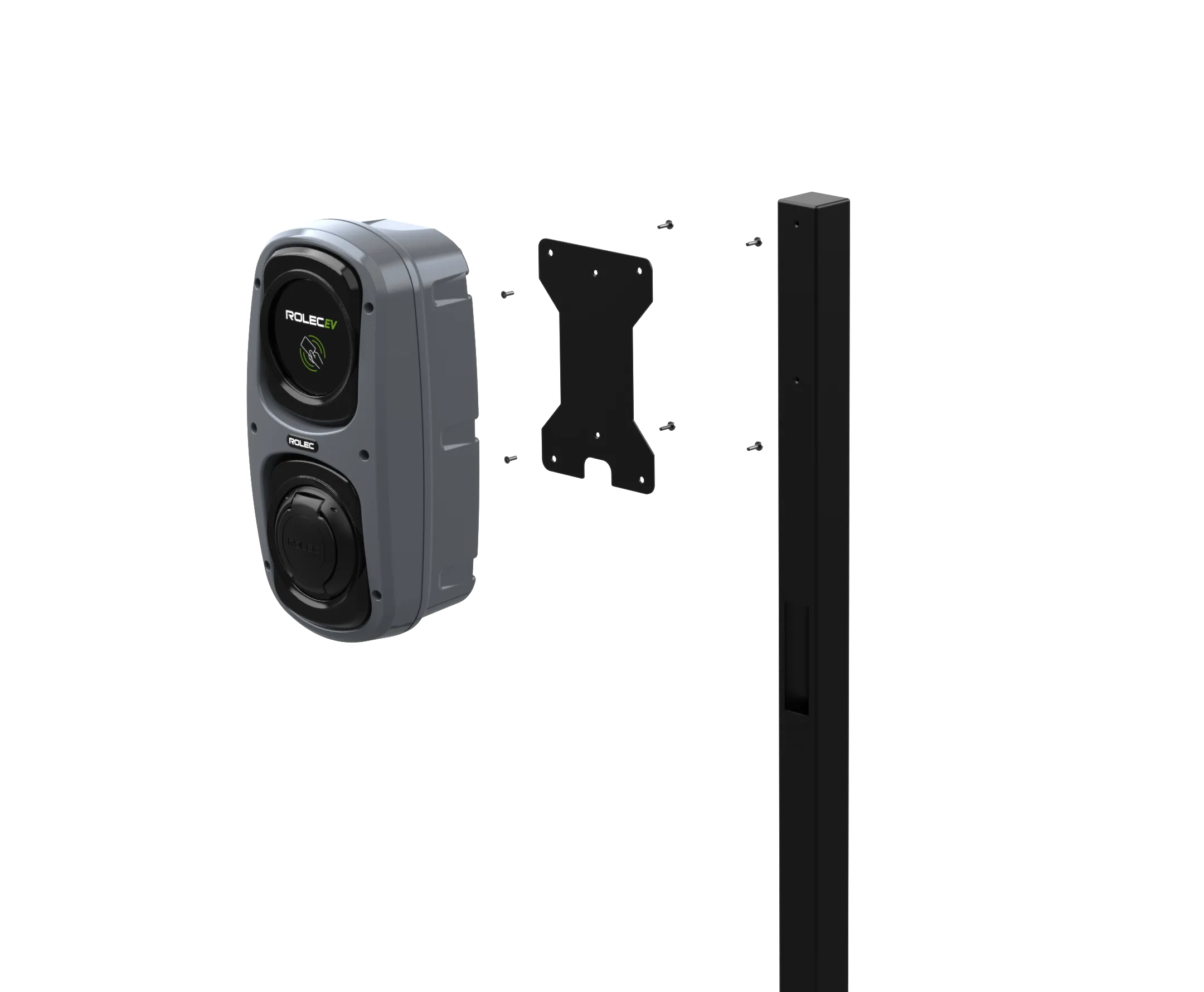 Zura/WallPod/QUBEV Smart Mounting Post | Fits up to 2 Chargers