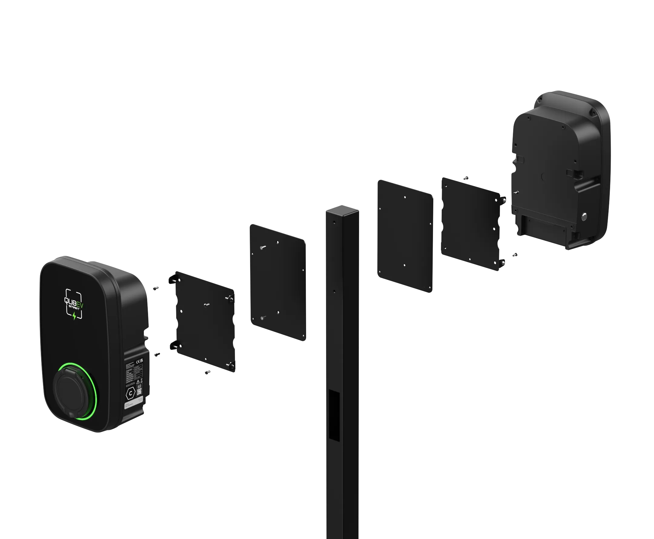 Zura/WallPod/QUBEV Smart Mounting Post | Fits up to 2 Chargers