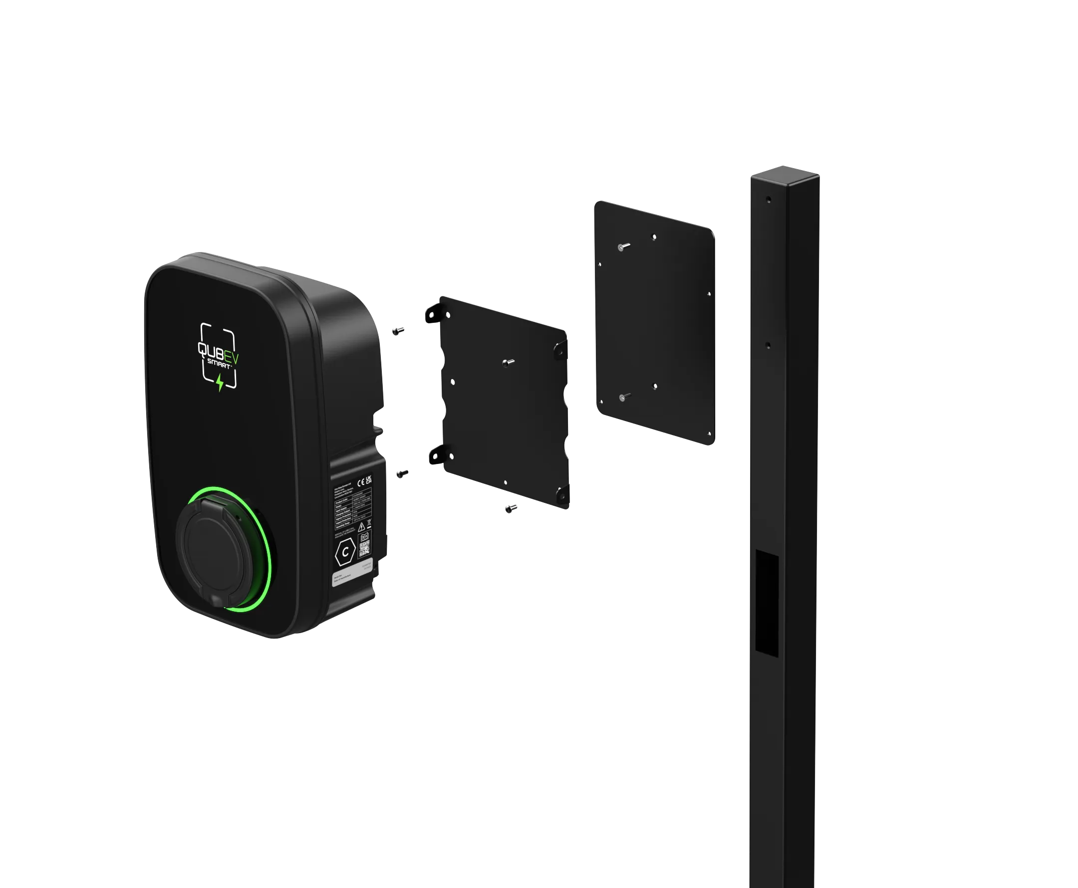 Zura/WallPod/QUBEV Smart Mounting Post | Fits up to 2 Chargers